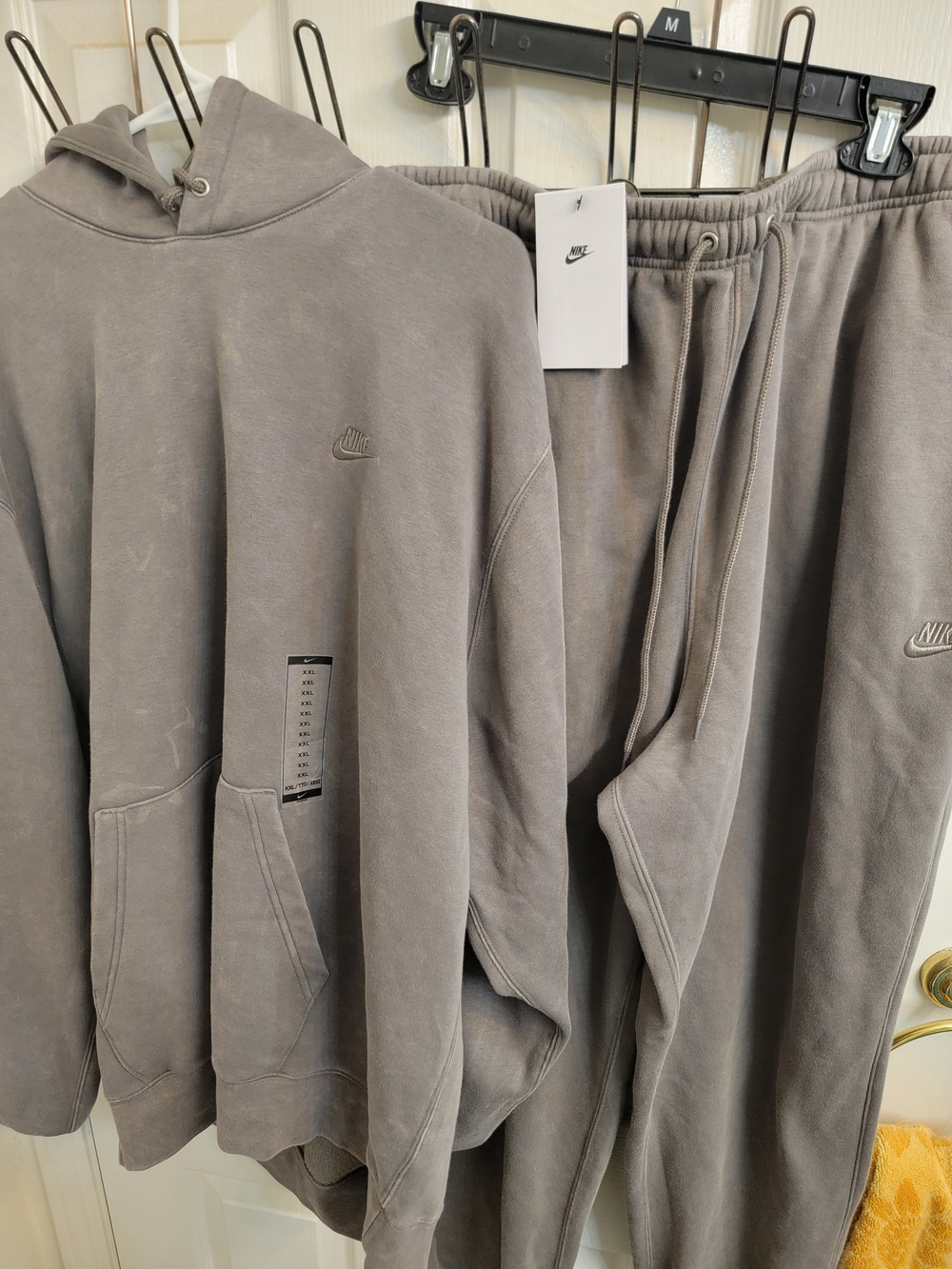 Nike Men's Washed Gray Fleece Hoodie and Jogger Sweatpants
